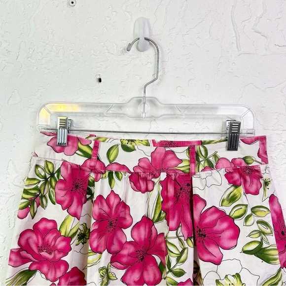 Vintage y2k White Pink Floral Low Rise Mini Skirt Size Large - Picture 2 of 6